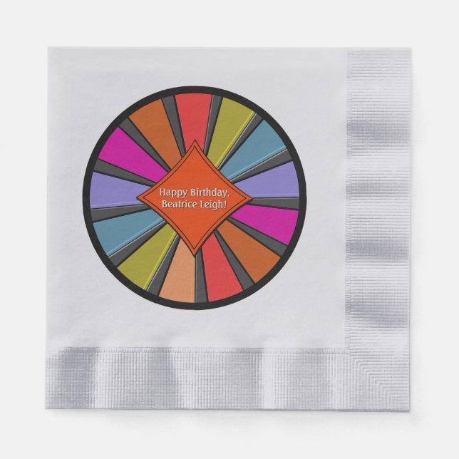 Brightly Coloured Personalised Circus Big Top Napkin (Front)