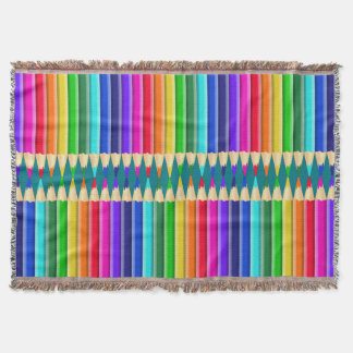 Brightly Coloured Rainbow Pencil, Crayon Throw Blanket