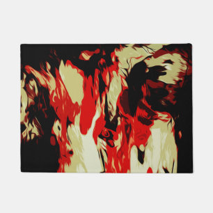 Brightly Coloured Red Yellow Black Abstract Patter Doormat
