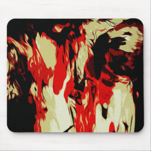 Brightly Coloured Red Yellow Black Abstract Patter Mouse Mat