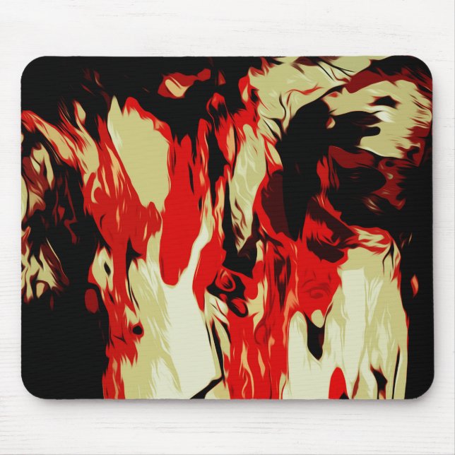 Brightly Coloured Red Yellow Black Abstract Patter Mouse Mat (Front)