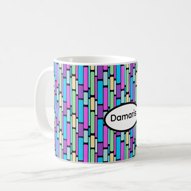 Brightly Coloured Retro Blocks Coffee Mug (Front Left)