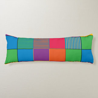Brightly Coloured Squares and Stripes Body Cushion