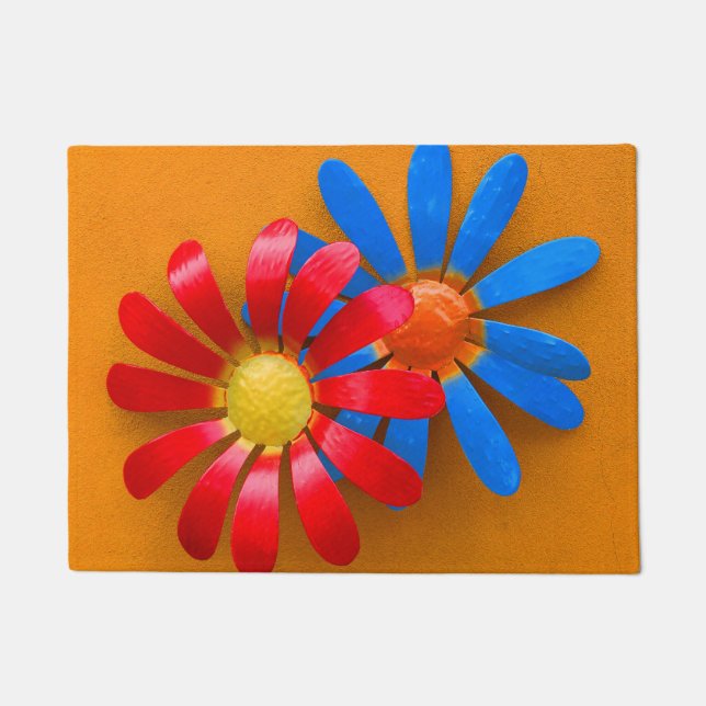 Brightly Coloured Sunflower Decoration Doormat (Front)
