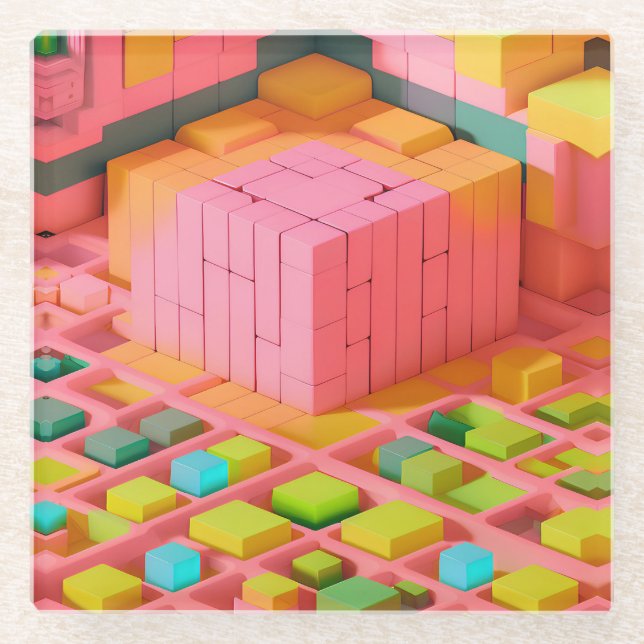 Brightly Coloured Sweetness Glass Coaster (Front)