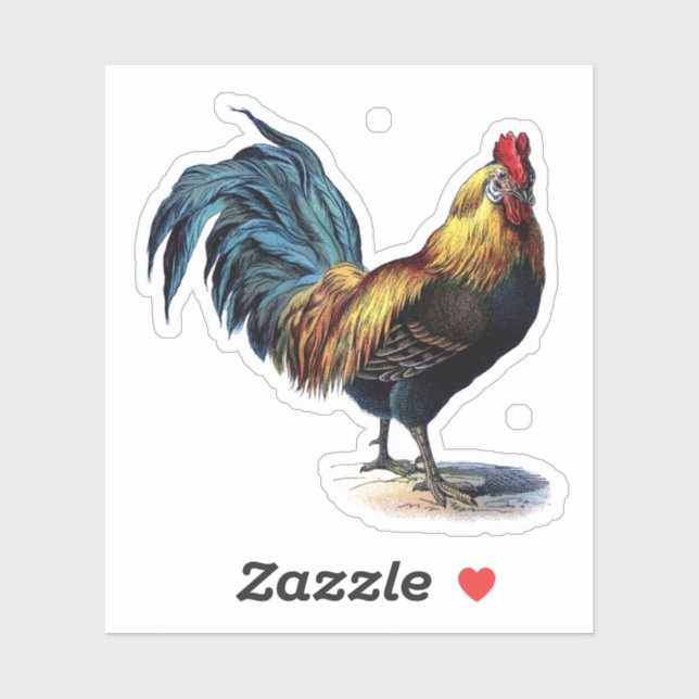 Brightly Coloured Vintage Rooster (Sheet)