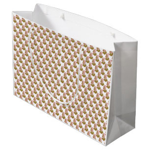 Brightly coloured wrapping paper with a festive pa large gift bag
