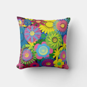 Brightly Coloured Yellow Pink Blue Pillow