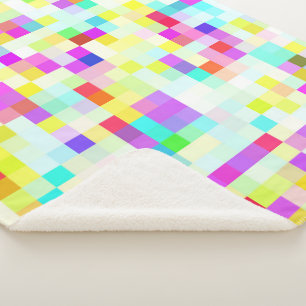 Brightly Colourful Multicolor Mosaic Pattern Sherpa Blanket