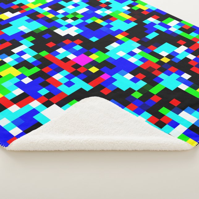 Brightly Colourful Multicolor Mosaic Pattern Sherpa Blanket (3/4)