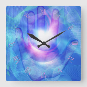 Brightly lit hand square wall clock
