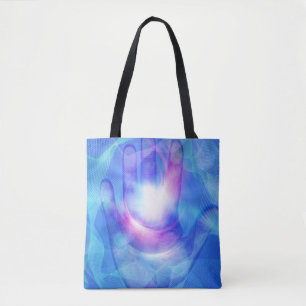 Brightly lit hand tote bag