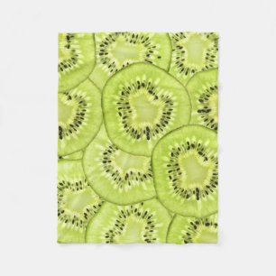 Brightly-Lit Kiwi-Fruit Slices Fleece Blanket