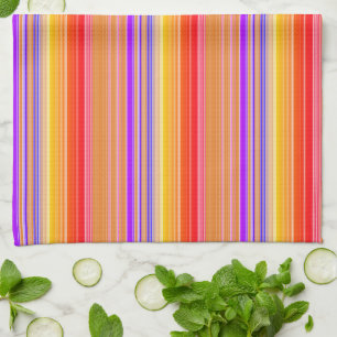Brightly Multicolored Stripes Tea Towel
