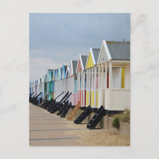 Brightly Painted Beach Huts Postcard