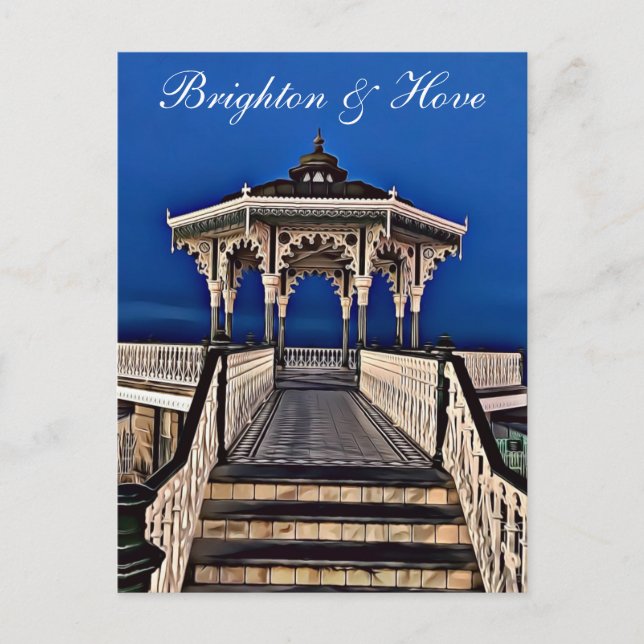 Brighton and Hove Bandstand Digital Painting Postcard (Front)
