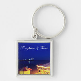 Brighton and Hove Beach at Night time Key Ring