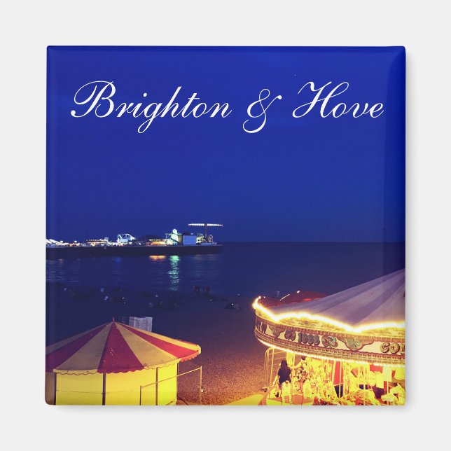 Brighton and Hove Beach at Night time Magnet (Front)