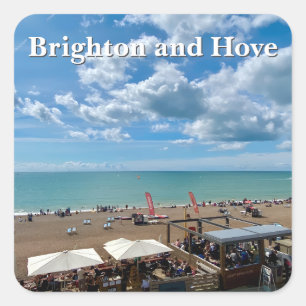 Brighton and Hove Beach on a Summer Day Square Sticker