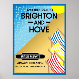 Brighton And Hove Train Travel Beach Art Poster