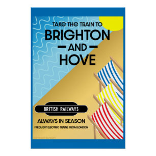 Brighton And Hove Train Travel Beach Art Poster