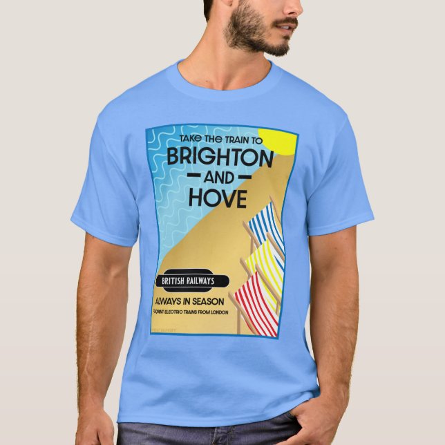 Brighton And Hove Train Travel Beach Art   Tote Ba T-Shirt (Front)