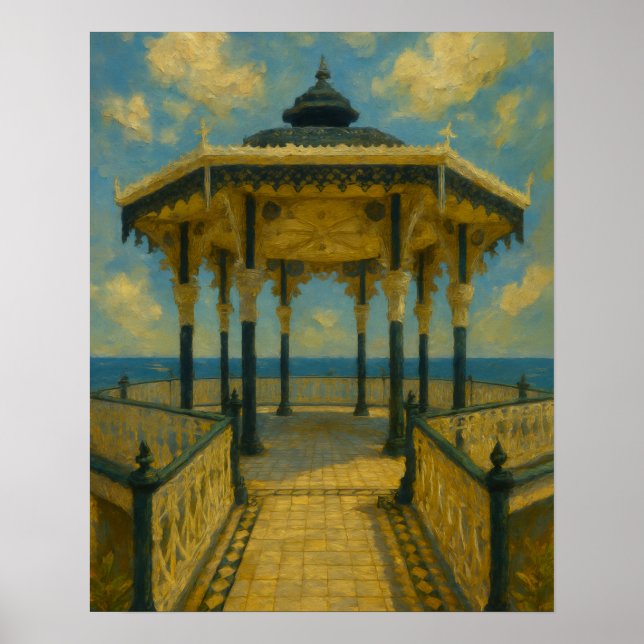 Brighton Bandstand Glow – Seaside Pavilion Poster (Front)