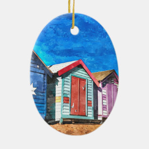 Brighton Beach Bathing Boxes Ceramic Tree Decoration