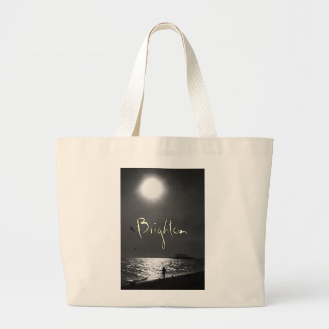 Brighton Beach England Large Tote Bag (Front)