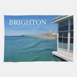 Brighton beach from the pier tea towel