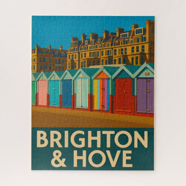 Brighton Beach Huts – Colourful Seaside Print Jigsaw Puzzle (Vertical)