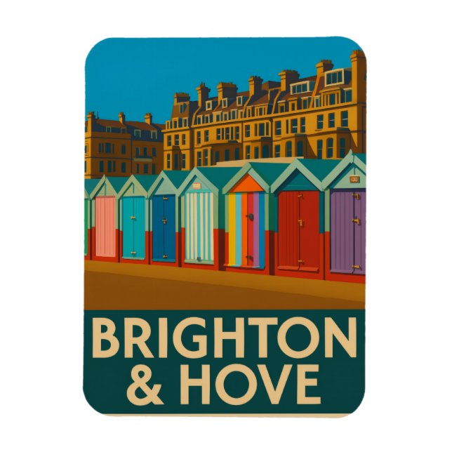 Brighton Beach Huts – Colourful Seaside Print Magnet (Vertical)