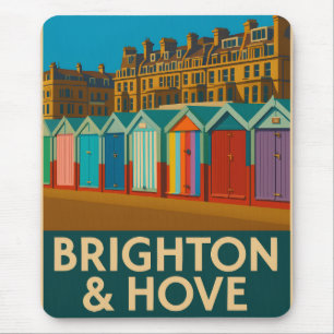Brighton Beach Huts – Colourful Seaside Print Mouse Mat