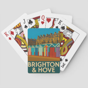 Brighton Beach Huts – Colourful Seaside Print Playing Cards