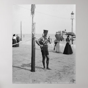 Brighton Beach Life Guard, 1906. Vintage Photo Poster