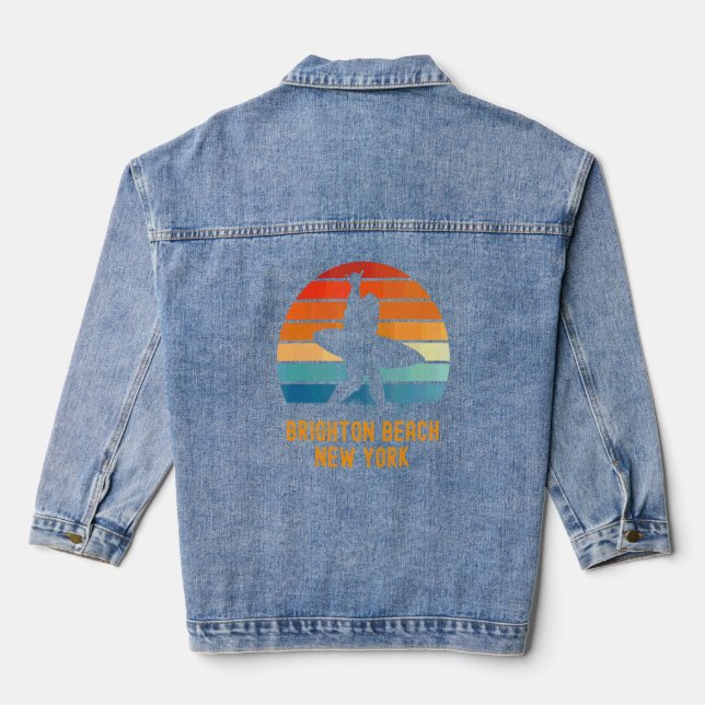 Brighton Beach  New York Sasquatch Souvenir  Denim Jacket (Back)