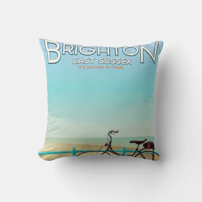 Brighton, East Sussex vintage travel poster. Cushion (Front)