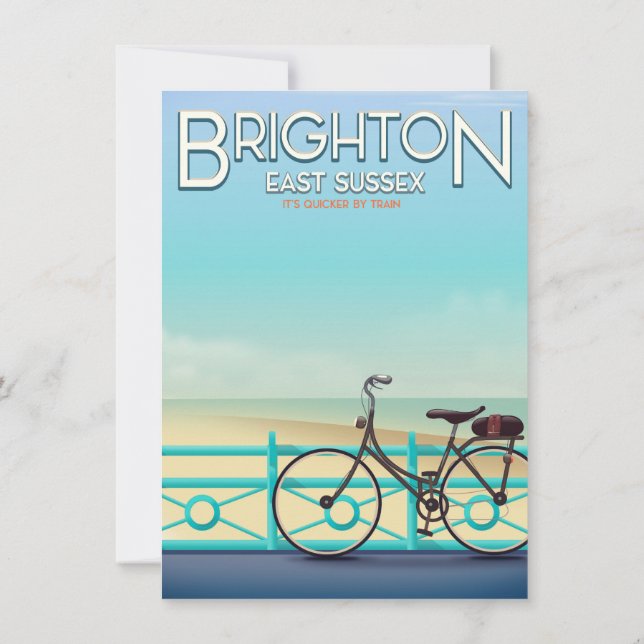 Brighton, East Sussex vintage travel poster. Invitation (Back)