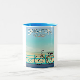 Brighton, East Sussex vintage travel poster. Two-Tone Coffee Mug