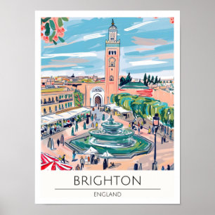 Brighton England Vintage Art Illustration Travel Poster
