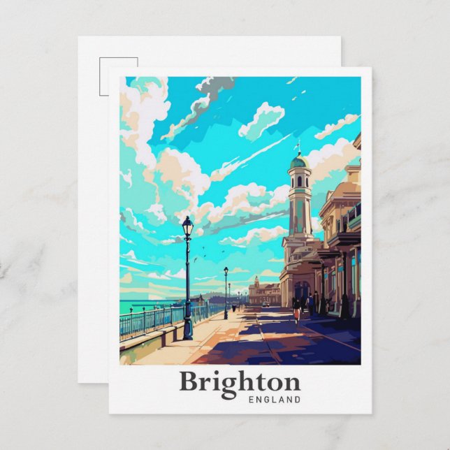 Brighton England Vintage Travel Portrait  Postcard (Front/Back)