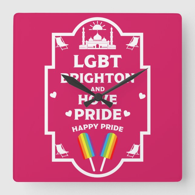 Brighton Gay Pride Square Wall Clock (Front)