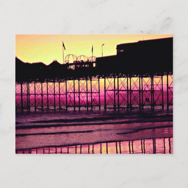 Brighton Pier at sunset, Sussex, England Postcard (Front)