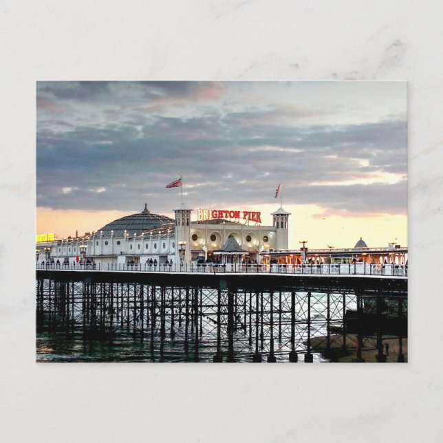 Brighton Pier Sunset Photo Postcard (Front)
