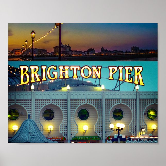 Brighton Pier UK Two Photos Poster (Front)
