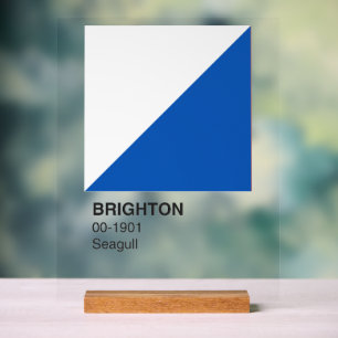 Brighton Seagull Blue and White - Clear Background Acrylic Sign