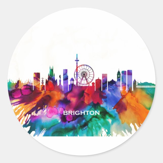 Brighton Skyline Classic Round Sticker (Front)