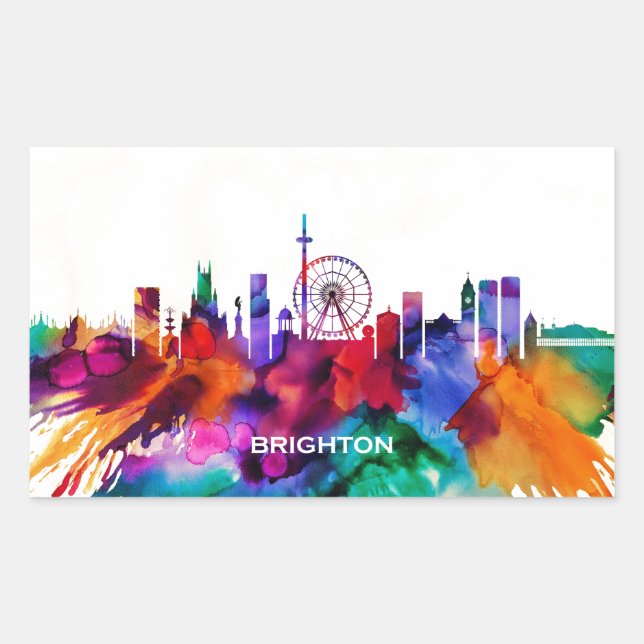 Brighton Skyline Rectangular Sticker (Front)