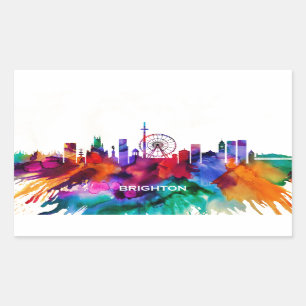 Brighton Skyline Rectangular Sticker