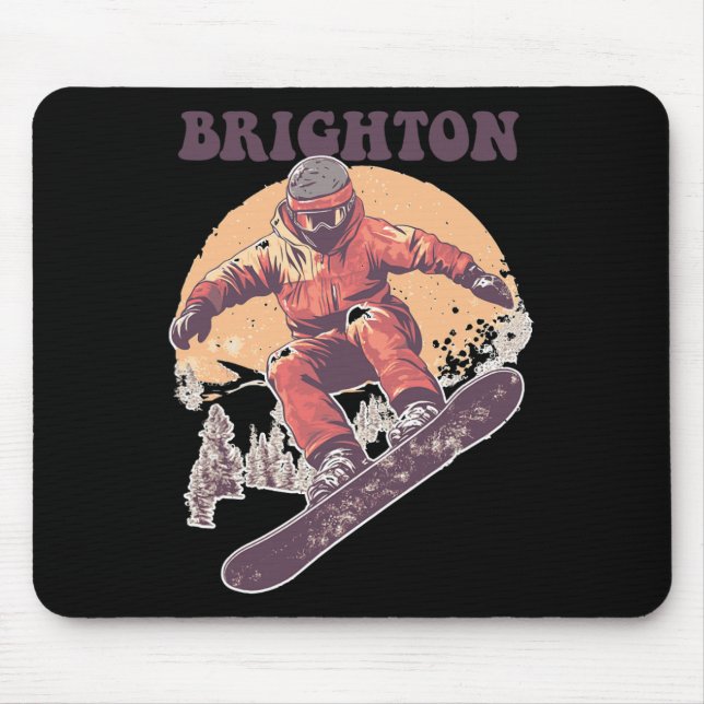 Brighton Utah Retro Snowboard  Mouse Mat (Front)